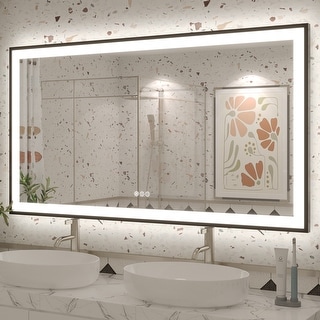 Extra Large Black Frame LED Bathroom Vanity Mirror with 3 Years Warranty and UL Certified