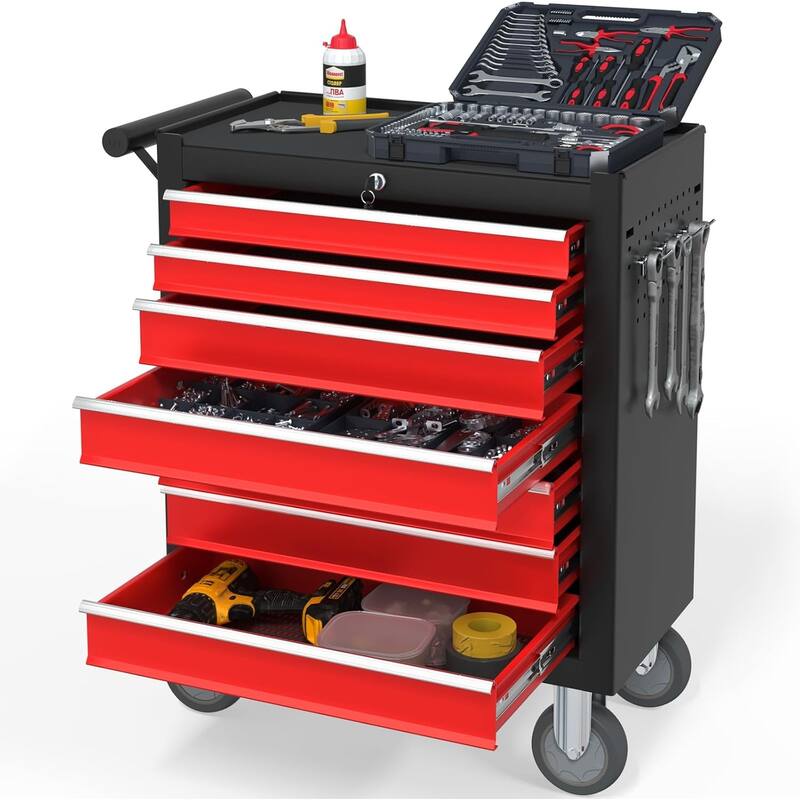 7-Drawer Rolling Tool Chest Toolbox with Keyed Locking - Multi