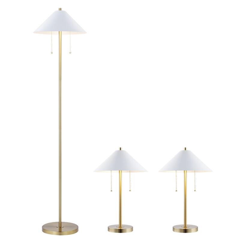 SAFAVIEH Lighting Rediona Floor And Table Lamp (Set of 3) - 14" W x 14" D x 60" H - 14Wx14Dx60H