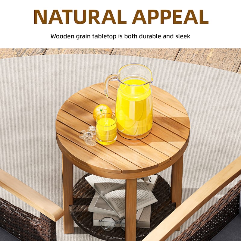 Wicker Bistro Set with Soft Cushions Comfort and Natural Aesthetics - 3 Pcs