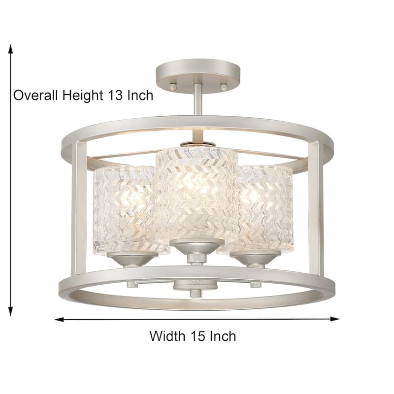Moulins 3-light Modern Farmhouse Semi-Flush Mount Ceiling Lights with UL Certified - 15''