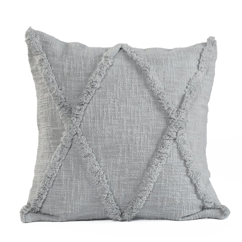 Solid Decorative Diamond Tufted Cotton Throw Pillow