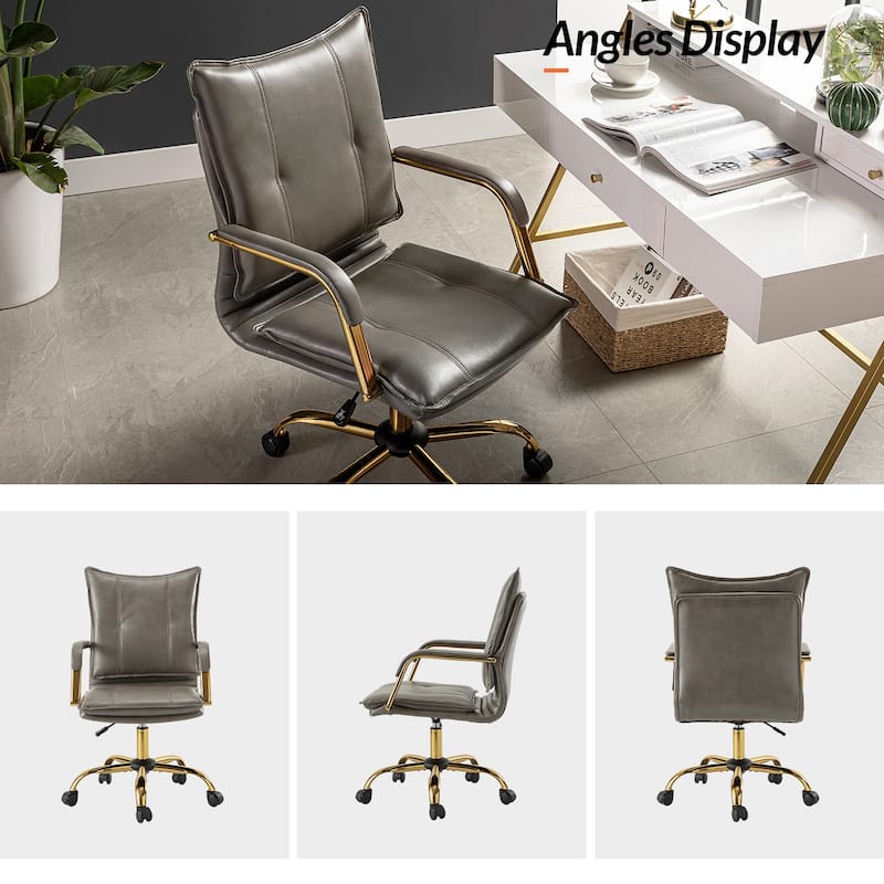 Zarina Modern Faux Leather Swivel Office Desk Chair with Height-adjustable by HULALA HOME