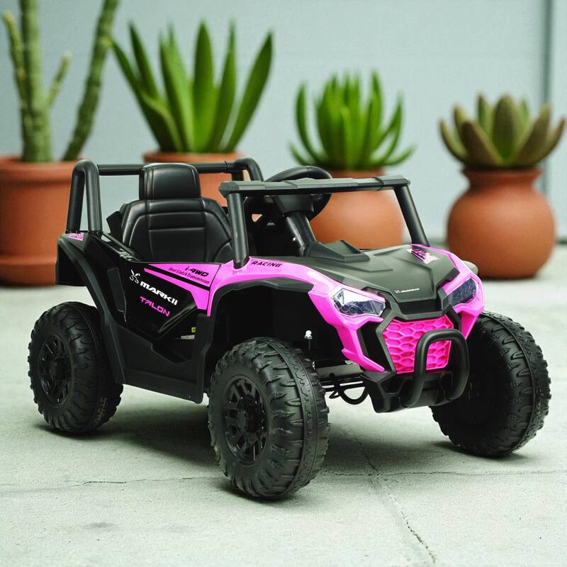 12V Electric Ride-On UTV Car for Kids with Remote Control, LED Lights, Music Player, 3-6 Years - Pink