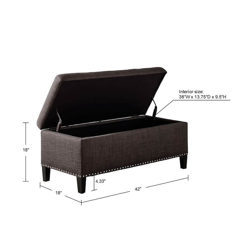 Madison Park Tessa Charcoal Tufted Top Soft Close Storage Bench