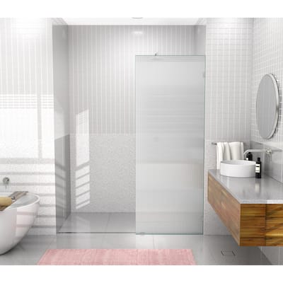 Glass Warehouse 30" x 78" Frameless Shower Door - Single Fixed Panel Fluted Frosted