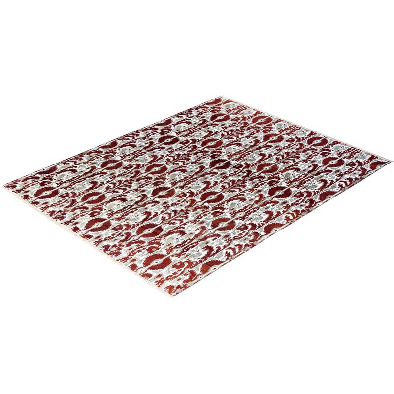 Ikat One-of-a-Kind Hand-Knotted Area Rug, Rust - 8' 1" x 10' 4"