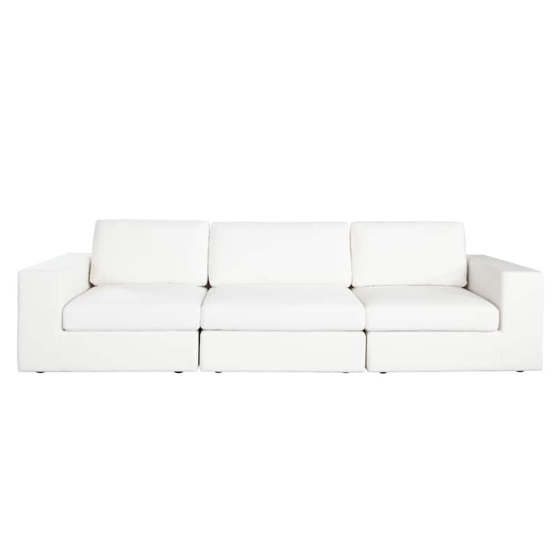 Lipi 3pc Modular Sofa Set, Mist White, 120 Inch Solid Wood Frame