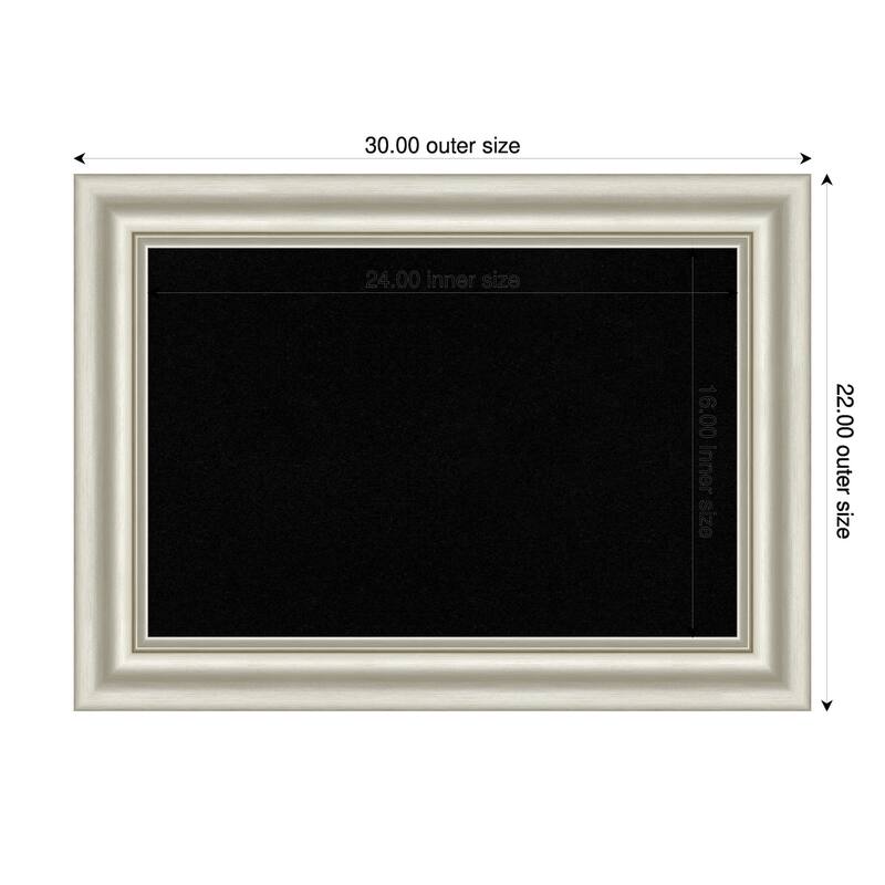 Sophia Silver Framed Cork Board - Bulletin Board, Organization Board, Pin Board - Black - 30 x 22 in