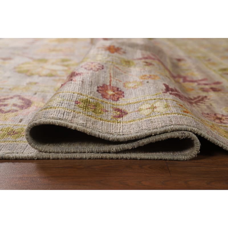 Hand Knotted Oriental 100% Wool Carpet Transitional All-Over Purples Oushak Area Rug - 9' 6'' X 8' 3''
