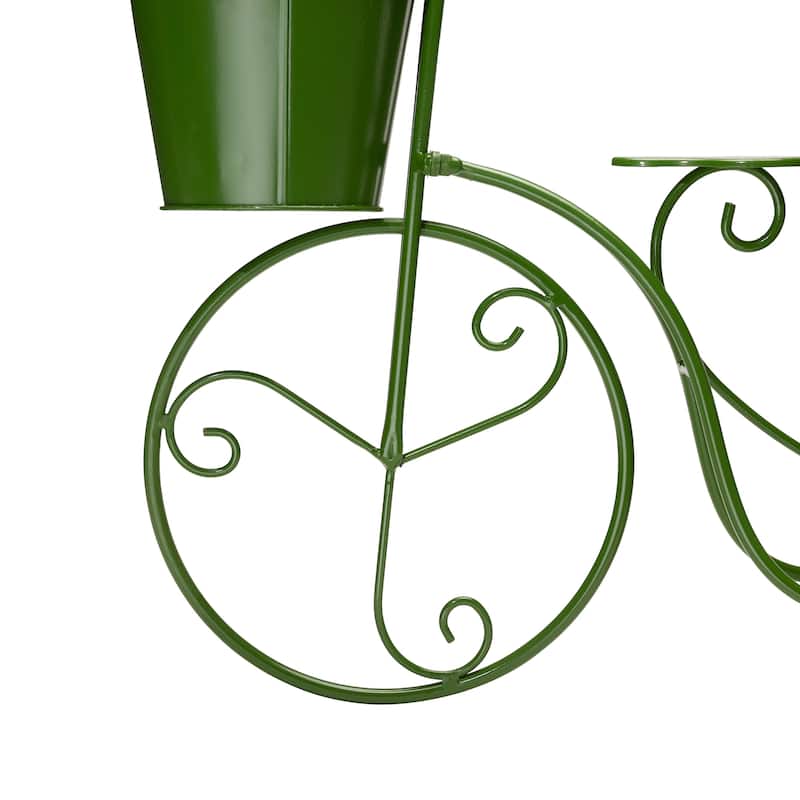 Glitzhome 21.5"L Spring Farmhouse Metal Bicycle Planter Stands Flower Pot Cart