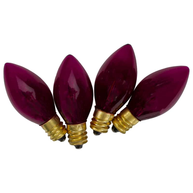Pack of 4 Pink Twinkle C7 Transparent Christmas Replacement Bulbs - 2"