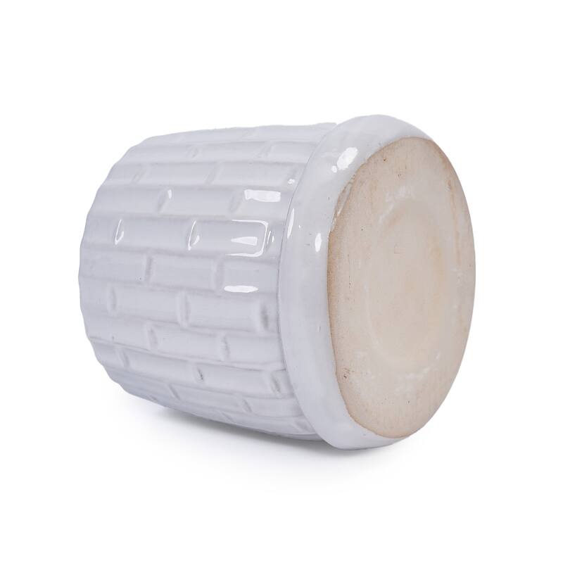 Anmytek Handmade Ceramic Planter Set of 2 White Glazed