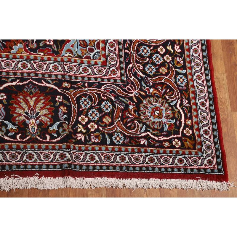 Floral Red Kashan Turkish Area Rug Machine-Made Oriental Carpet - 9'7" x 12'10"