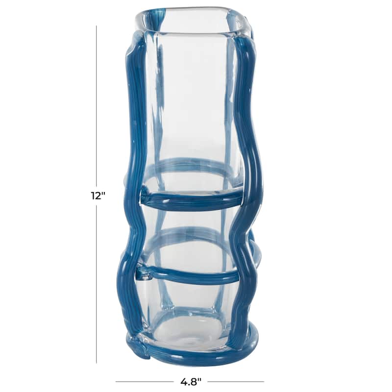 Black or Blue Recycled Glass Handmade Tall Vase with Black or Blue Glass Framing