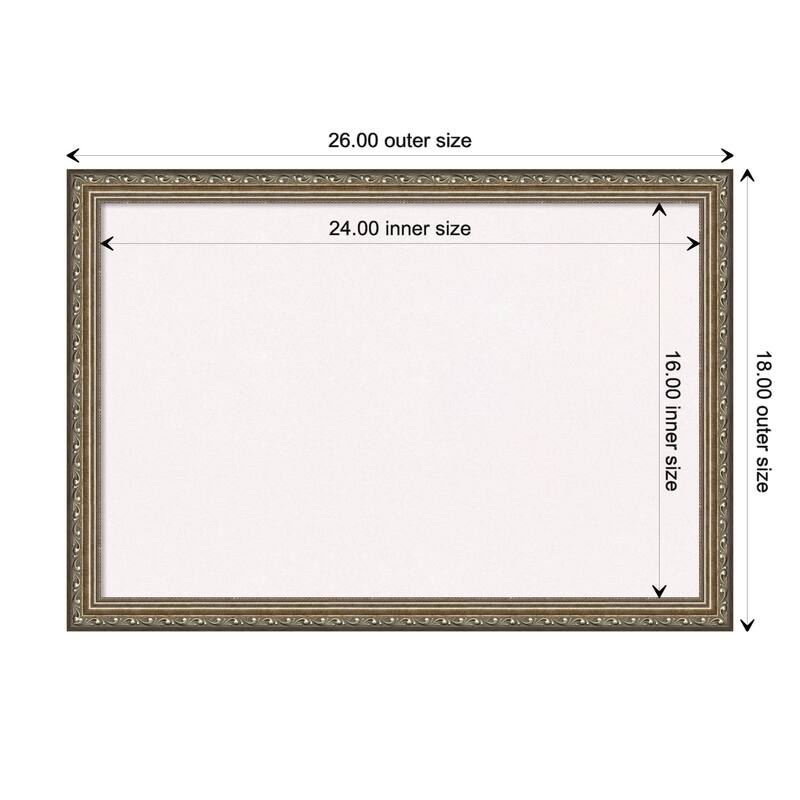 Parisian Silver Wood Framed White Corkboard Bulletin Board - Board Size 24x16