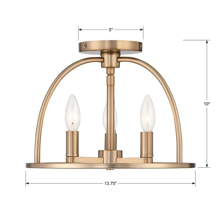 Abbott 3 Light Vibrant Gold Ceiling Mount - 13.75'' W x 10'' H - 13.75'' W x 10'' H
