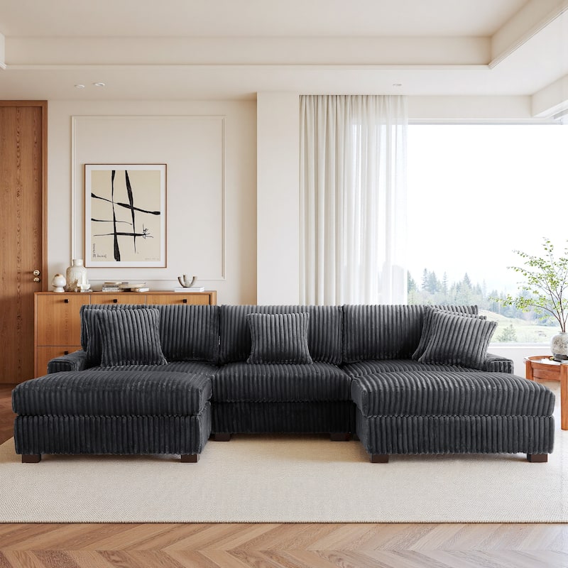 118.4"W Plush Modular Sectional Sofa with Pillows