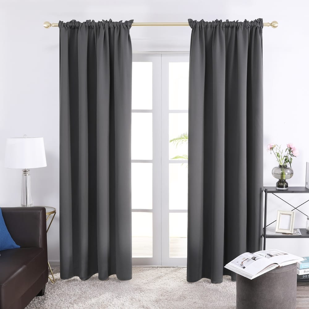 Deconovo Solid Rod Pocket Curtain Panel Pair (2 Panel)