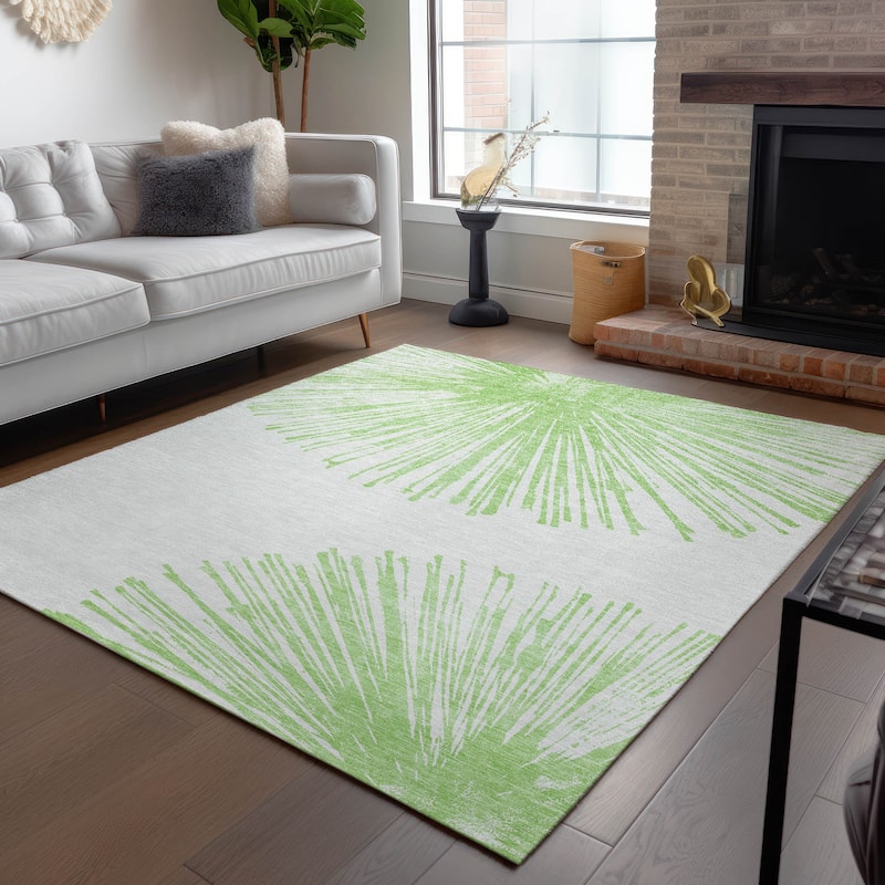 Machine Washable Indoor/ Outdoor Chantille Contemporary Burst Rug