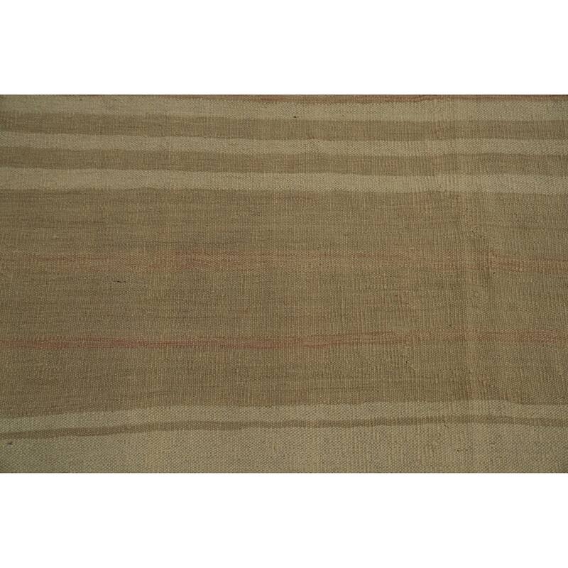 Hand Woven Oriental 100% Wool Carpet Southwestern Tribal Beige & Ivories Kilim Area Rug - 12' 8'' X 10' 2''