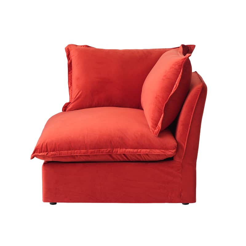 L-shaped 5-piece Wide Velvet Upholstery Sectional Sofa Couch with Storage Ottomans