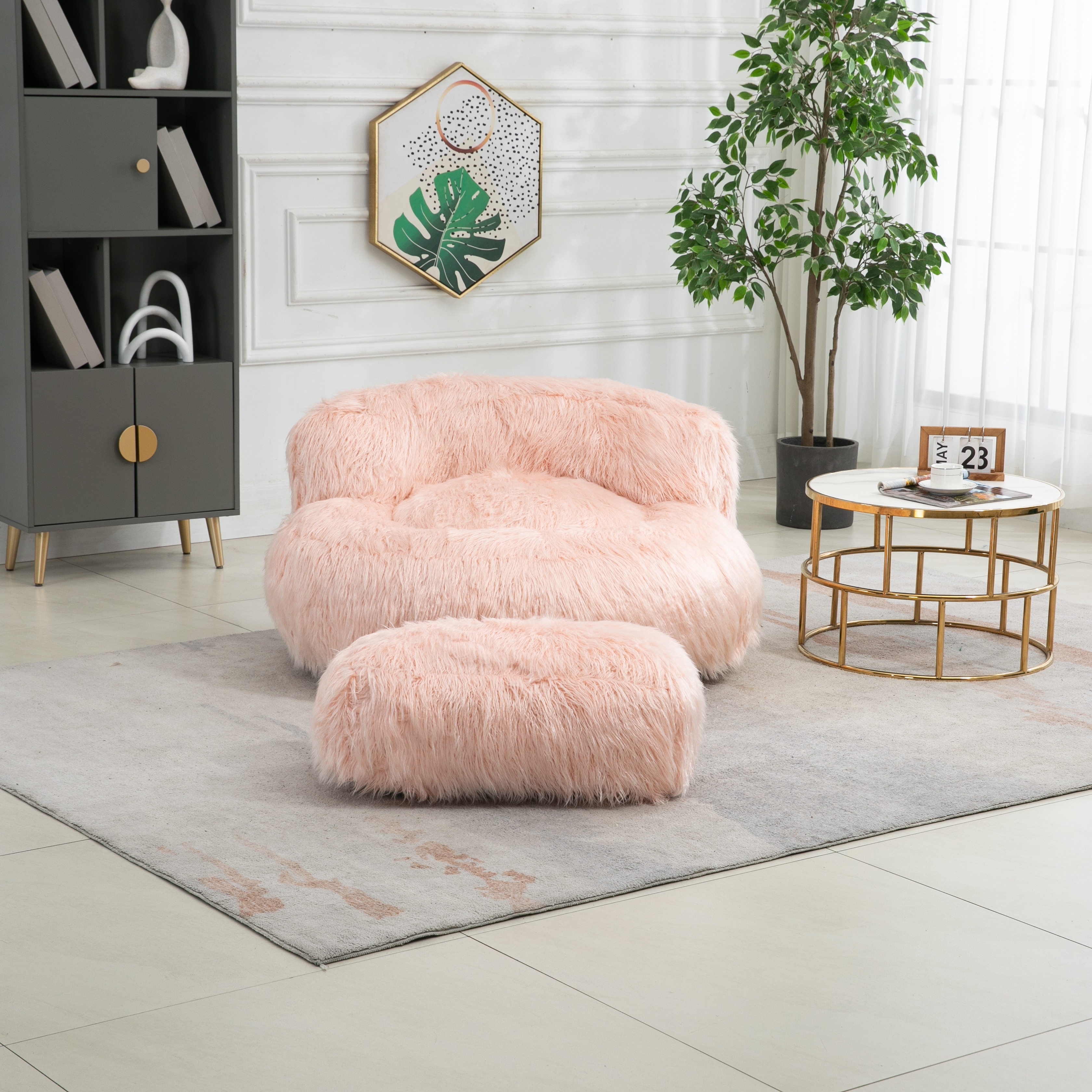 Pink faux online chair