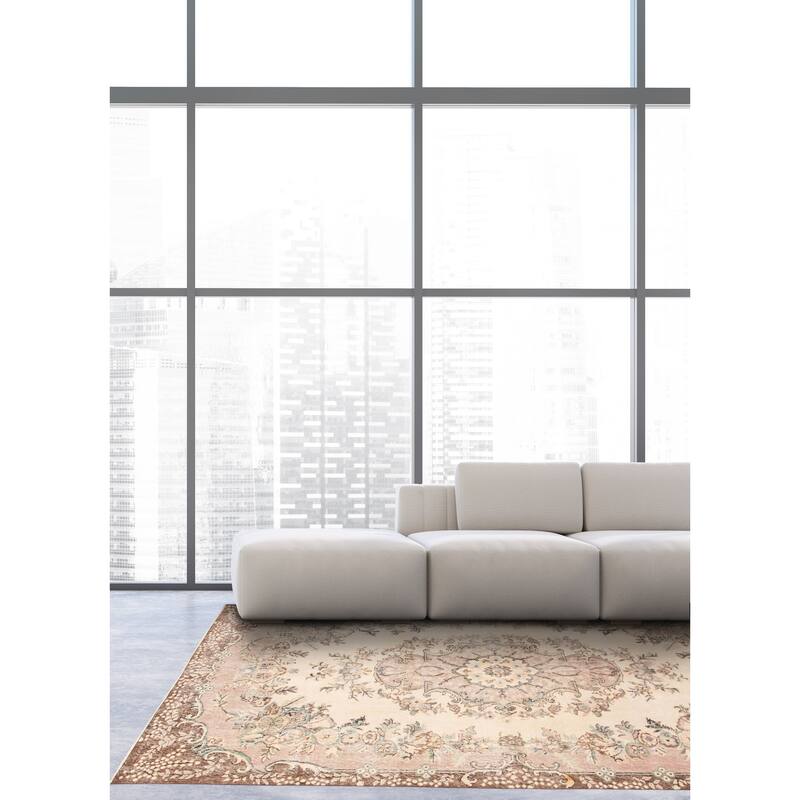 ECARPETGALLERY Hand-knotted Antalya Vintage Beige Wool Rug - 5'9 x 9'1