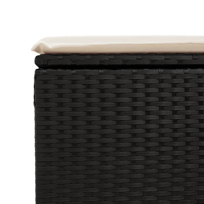 vidaXL Patio Stool with Cushion Ottoman Outdoor Seating Cube Seat Poly Rattan - 21.7 x 21.7 x 14.6