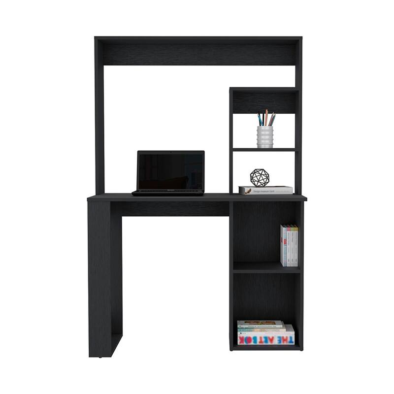 Freestanding Computer Desk with Integrated Hutch, Storage Shelves, and Spacious Work Surface for Organized Living