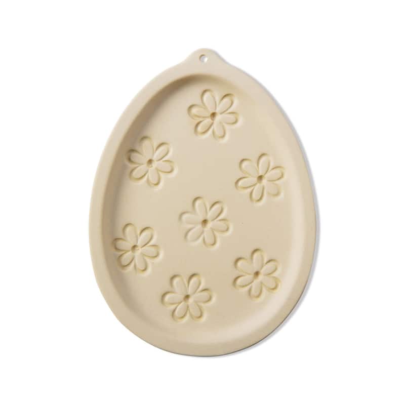 Easter Egg Shaped Floral 6" Earthenware Clay Easter Cookie Mold Keepsake