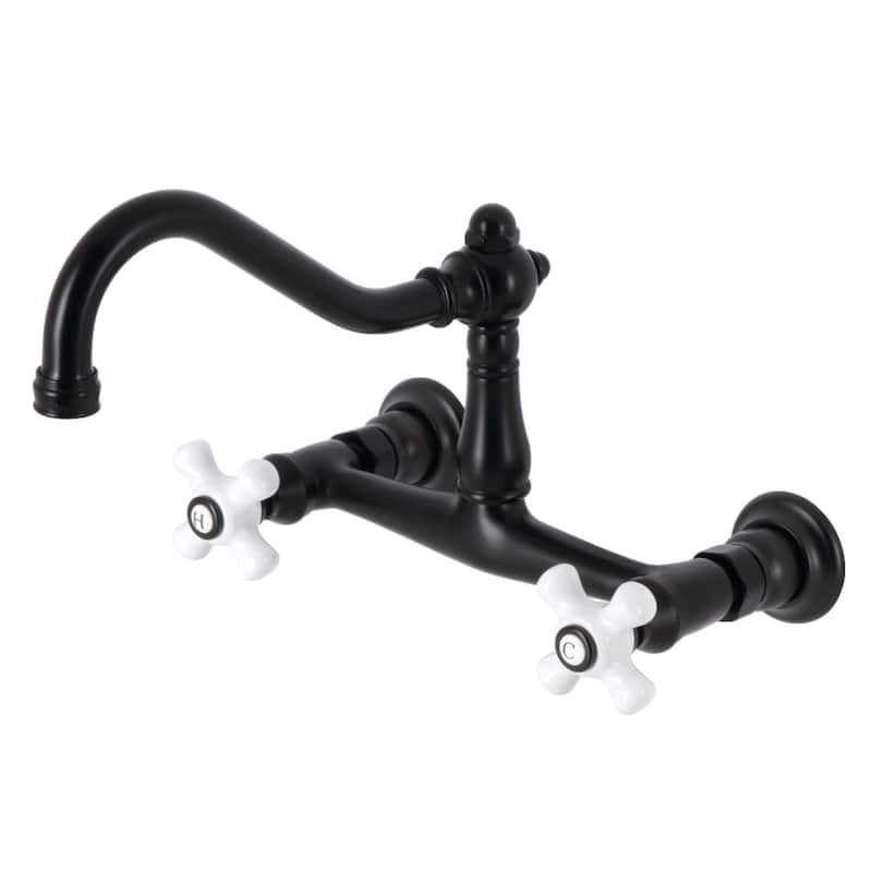 Kingston Brass KS324.PX Vintage 1.2 GPM Wall Mounted Widespread - Matte Black