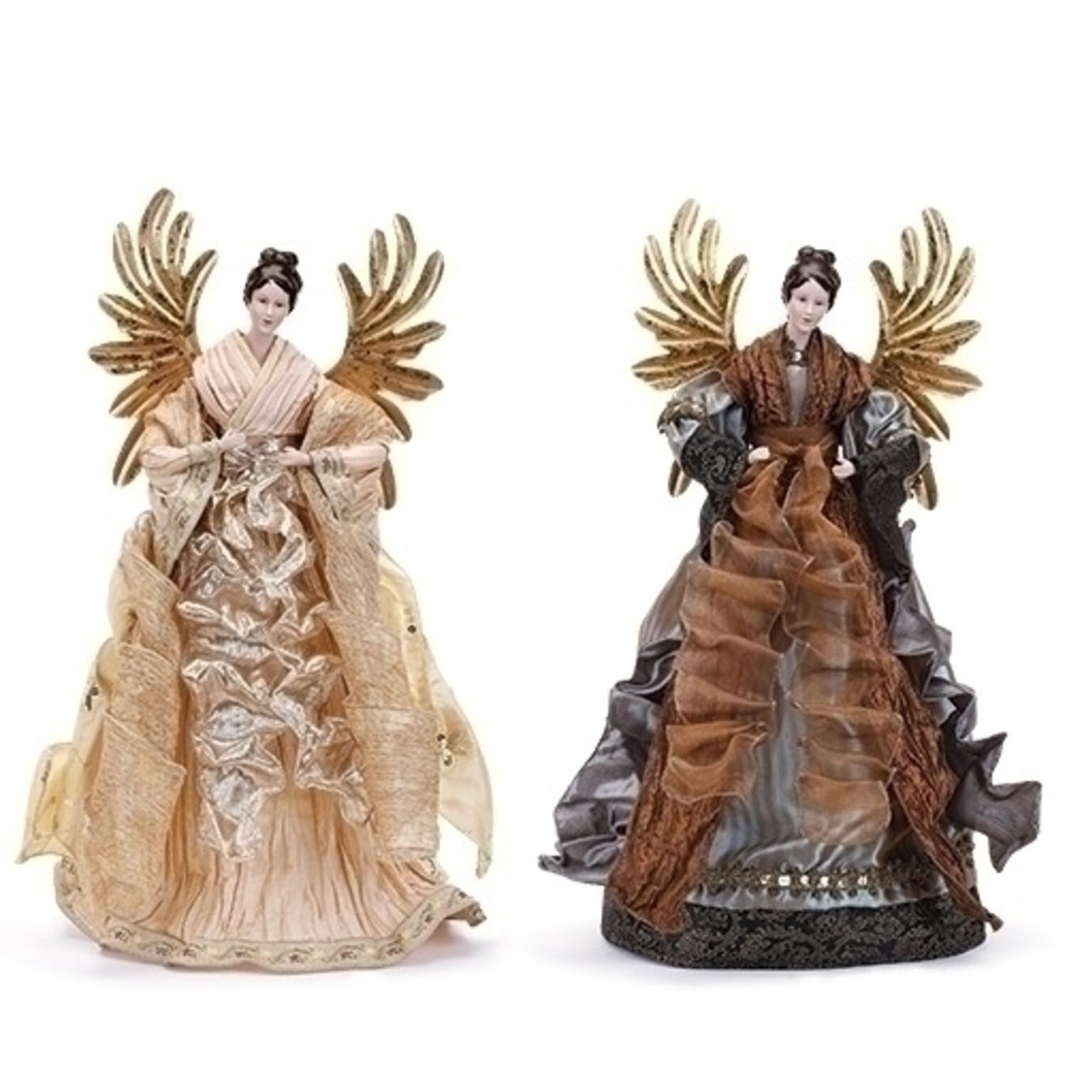 Shop Set Of 2 Bronze Angel With Gold Wings Christmas Tree Toppers