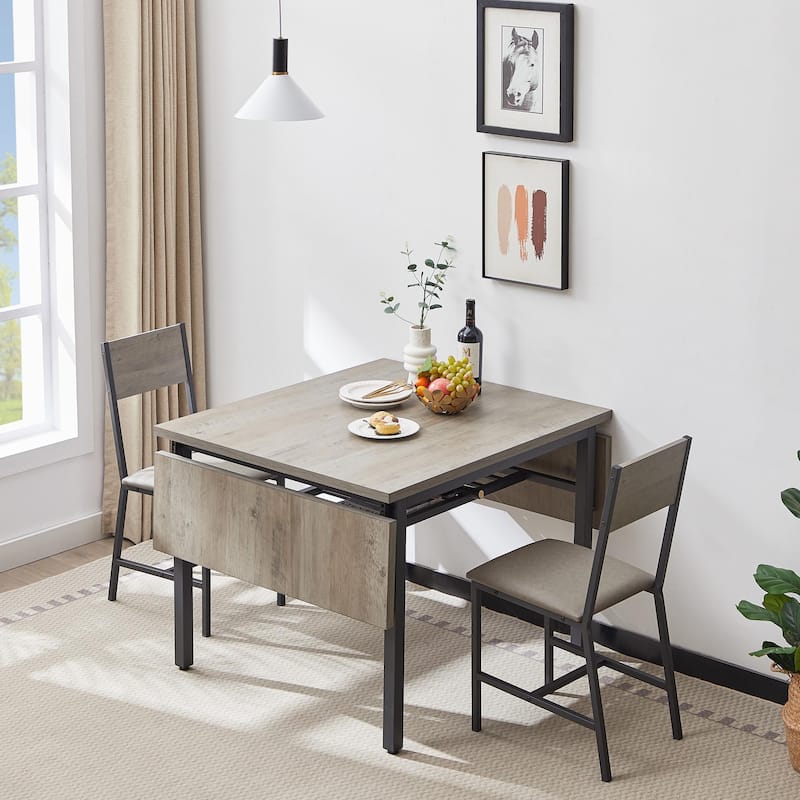 Industrial Folding Dining Table with Steel Frame