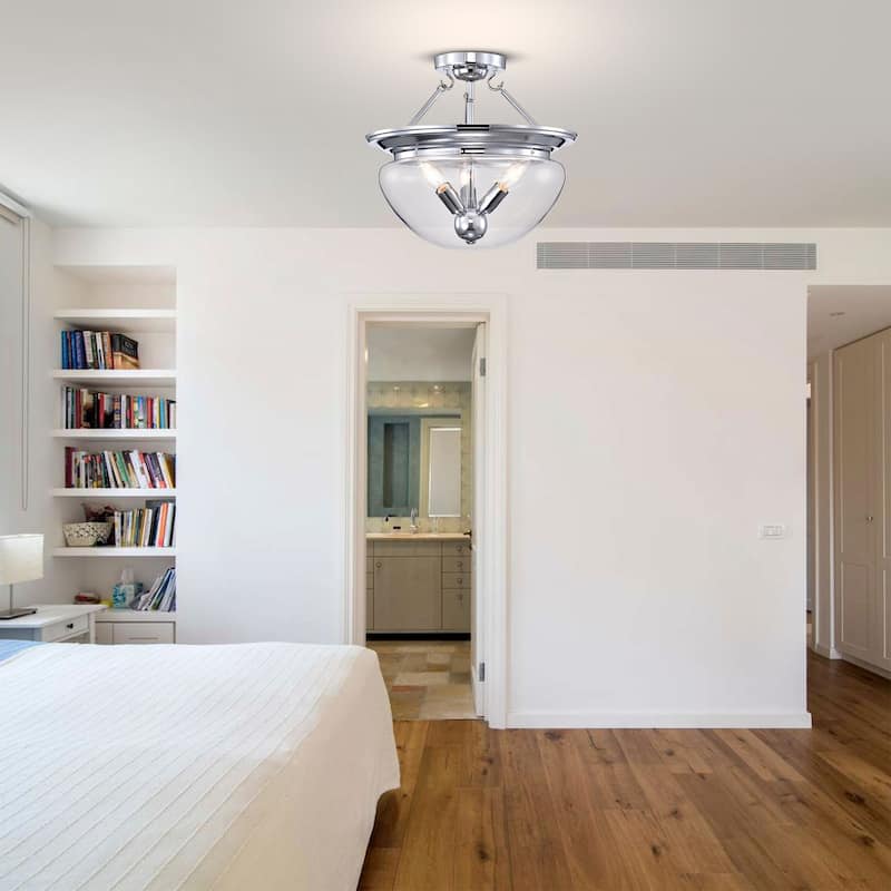 Latona Semi Flush Mount Ceiling Light Chrome Polished and Clear Glass Finish 3-Light - N/A
