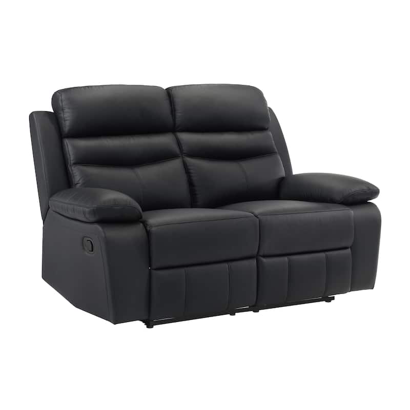 Fremont & Park Peperomia Leather Manual Double Reclining Loveseat - Black