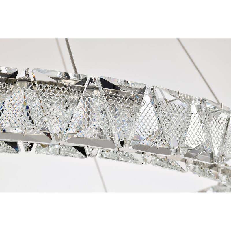Asher LED 36 Inch Round Pendant Polished Nickel Finish K9 Crystal - Polished Nickel