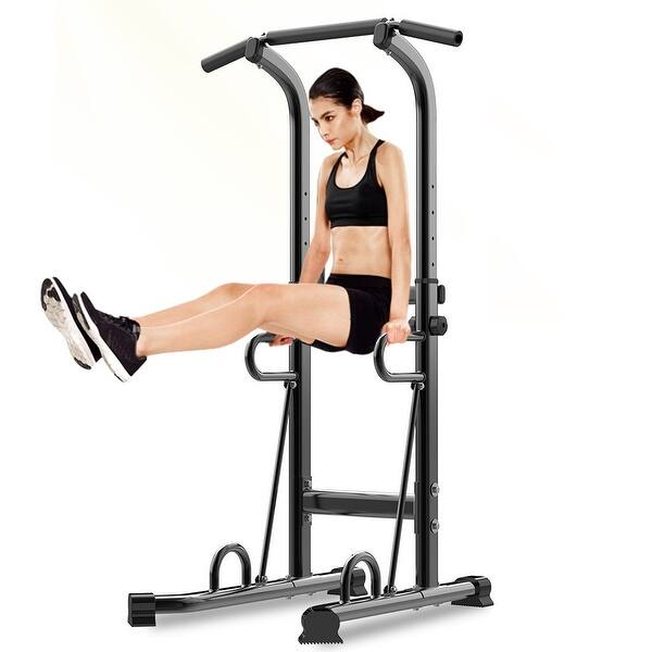 330LB Power Tower Multifunctional Pull Up Dip Station with Sit Up Bench,  Black