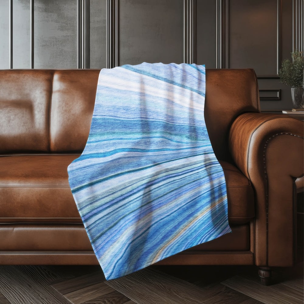 Premium Machine Washable Contemporary Stripe Sherpa Throw Blanket