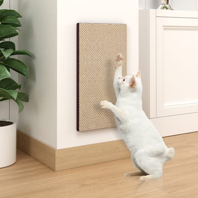 WAY BASICS Cat Scratcher Scratching Pad Wall Mount (Free Silver Vine Catnip)