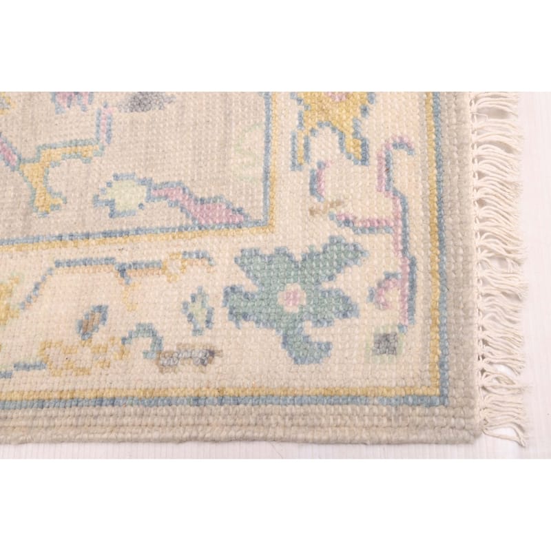 ECARPETGALLERY Hand-knotted Modern Oushak Light Grey Wool Rug - 2'7 x 8'0