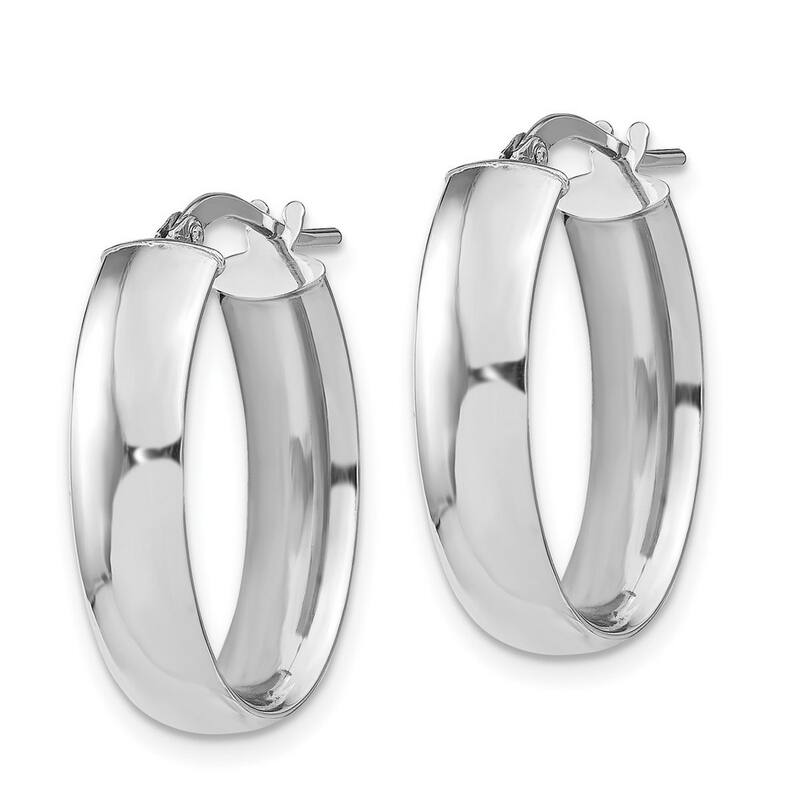 Curata 14k White Gold 25x6mm Polished Oval Hoop Earrings