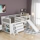 preview thumbnail 2 of 7, White Twin Pine Low Loft Bed with Bookcases, Drawers, Convertible Ladder, Slide