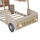 preview thumbnail 10 of 11, Wooden Twin Size Car Bed with Pillow, Ceiling Cloth, LED Lights & Storage Rack, Natural
