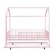 preview thumbnail 13 of 30, House-Shaped Design Full Size Metal Platform Bed with Fence and Trundle