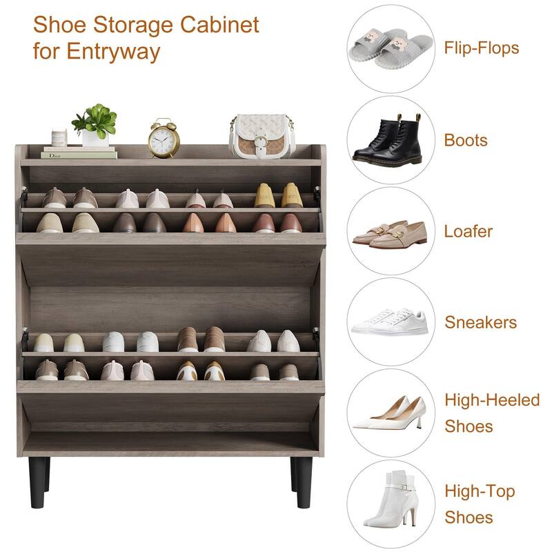 Drawer Wooden Shoe Cabinet with Adjustable Shelves