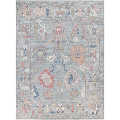 Oushak One-of-a-Kind Hand-Knotted Area Rug - Blue - 9' 1" x 12' 1"