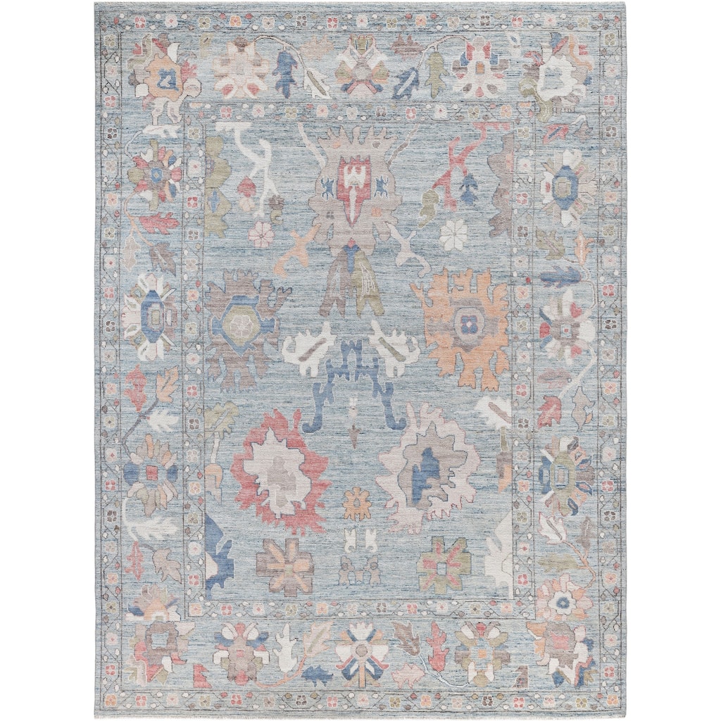 Oushak One-of-a-Kind Hand-Knotted Area Rug - Blue - 9' 1" x 12' 1"