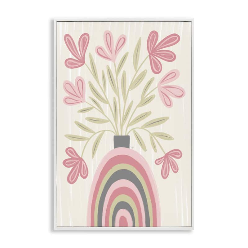 Stupell Pastel Arched Flower Vase Framed Giclee Art Design By Martina Pavlova - 12 x 18 - White