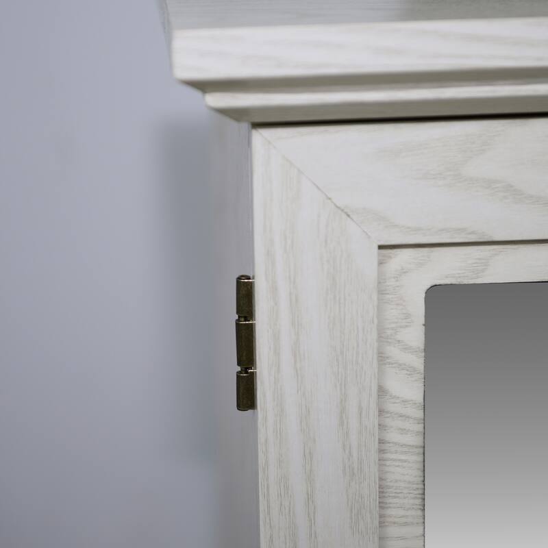 Anmytek 2 Door Acrylic Mirrored Sideboard Cabinet White Wood Grain